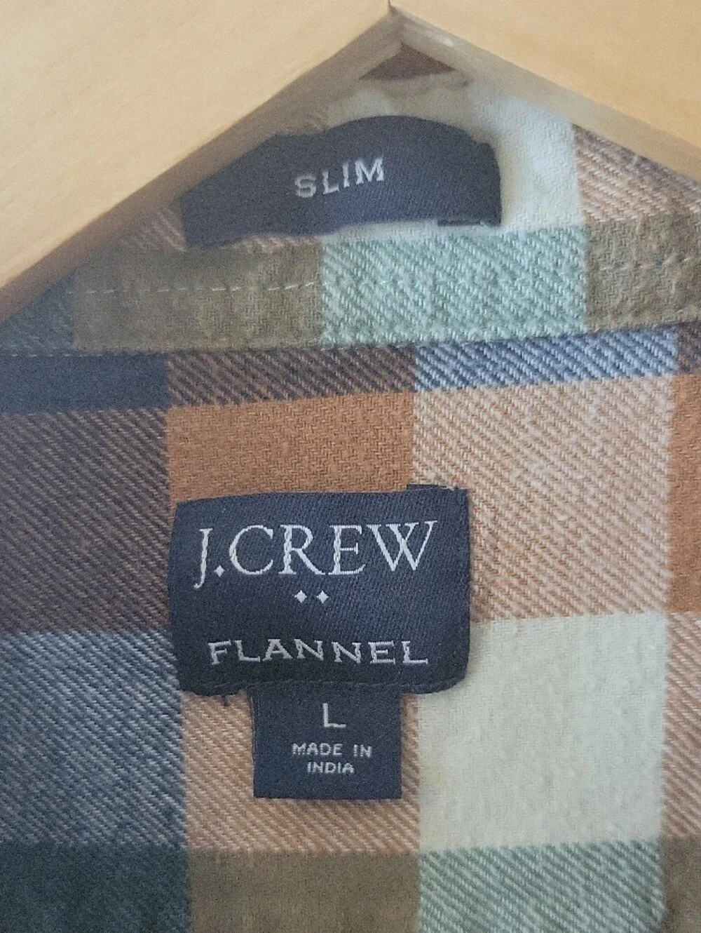 J. Crew Plaid Button-Down Shirt in Tan, Blue & Cream